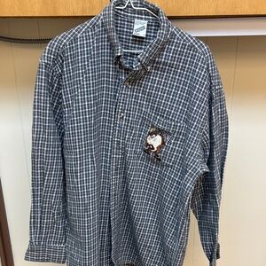 Warner Bros. Black and White Plaid Shirt with Taz